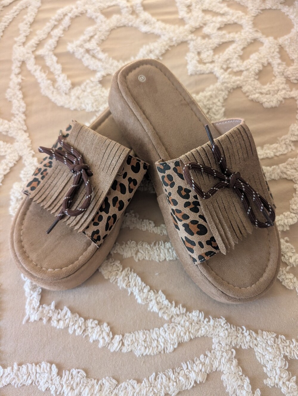 Animal Print slides/wedges slip on sandals, Size 11, NEW!